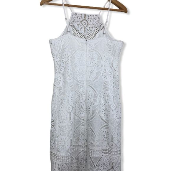 J.O.A White Sleeveless Square Neck Lace Midi Dress size Medium - Picture 8 of 15